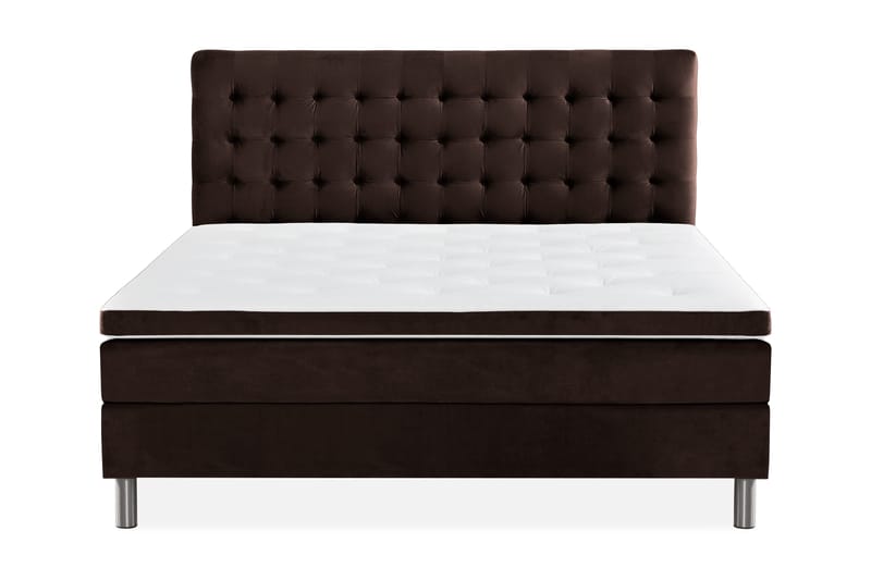 Ella Sengepakke 160x200cm Rutete Sengegavl - Brun / Fløyel - Møbler - Senger - Kontinentalsenger