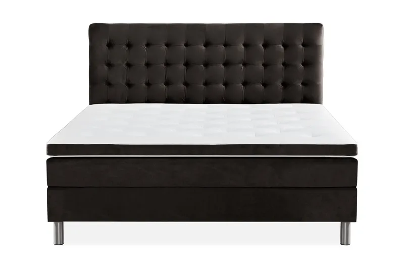 Ella Sengepakke 160x200cm Rutete Sengegavl, Mørkegrå / fløyel