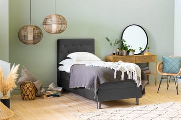 Ella Sengepakke 180x200cm Dypheftet - Mørkegrå / fløyel - Møbler - Senger - Komplett sengepakke