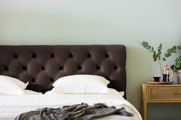 Ella Sengepakke 180x200cm Dypheftet Sengegavl - Brun / Fløyel - Møbler - Senger - Komplett sengepakke