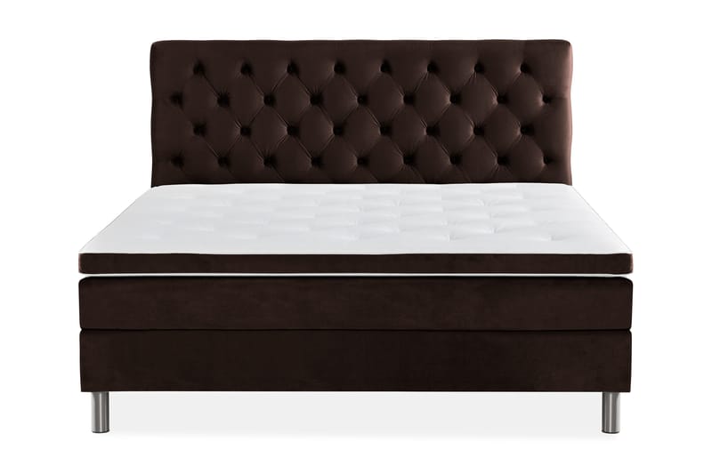 Ella Sengepakke 180x200cm Dypheftet Sengegavl - Brun / Fløyel - Møbler - Senger - Kontinentalsenger