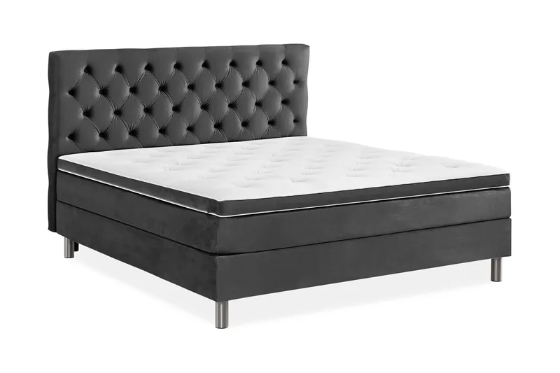 Ella Sengepakke 180x200cm Dypheftet Sengegavl - Mørkegrå / fløyel - Møbler - Senger - Kontinentalsenger