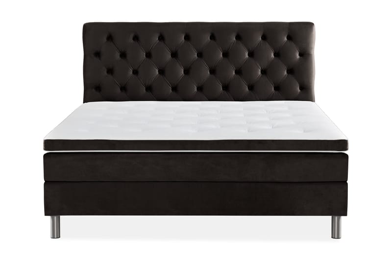 Ella Sengepakke 180x200cm Dypheftet Sengegavl, Mørkegrå / fløyel