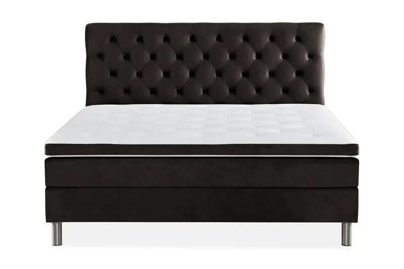 Ella Sengepakke 180x200cm Dypheftet Sengegavl, Mørkegrå / fløyel