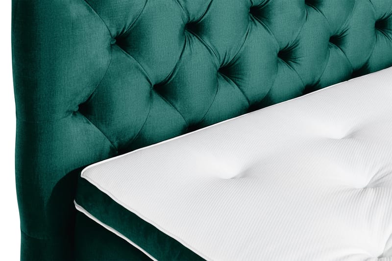 Ella Sengepakke 180x200cm Dypheftet Sengegavl - Mørkegrønn / Fløyel - Møbler - Senger - Kontinentalsenger
