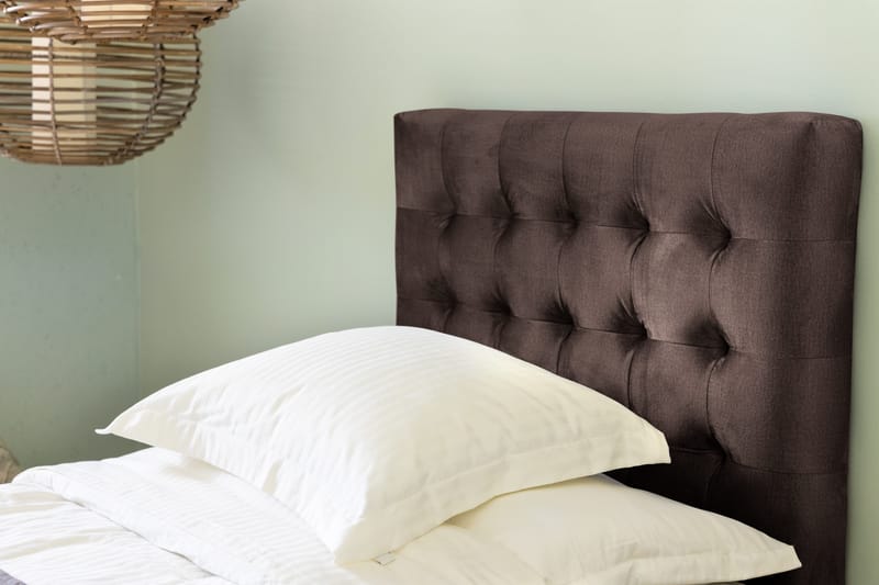 Ella Sengepakke 180x200cm Rutete Sengegavl - Brun / Fløyel - Møbler - Senger - Kontinentalsenger