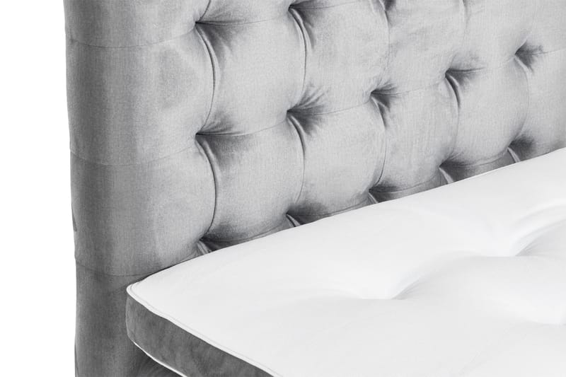 Ella Sengepakke 180x200cm Rutete Sengegavl - Lysegrå / Fløyel - Møbler - Senger - Kontinentalsenger