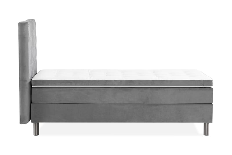 Ella Sengepakke 180x200cm Rutete Sengegavl - Lysegrå / Fløyel - Møbler - Senger - Kontinentalsenger