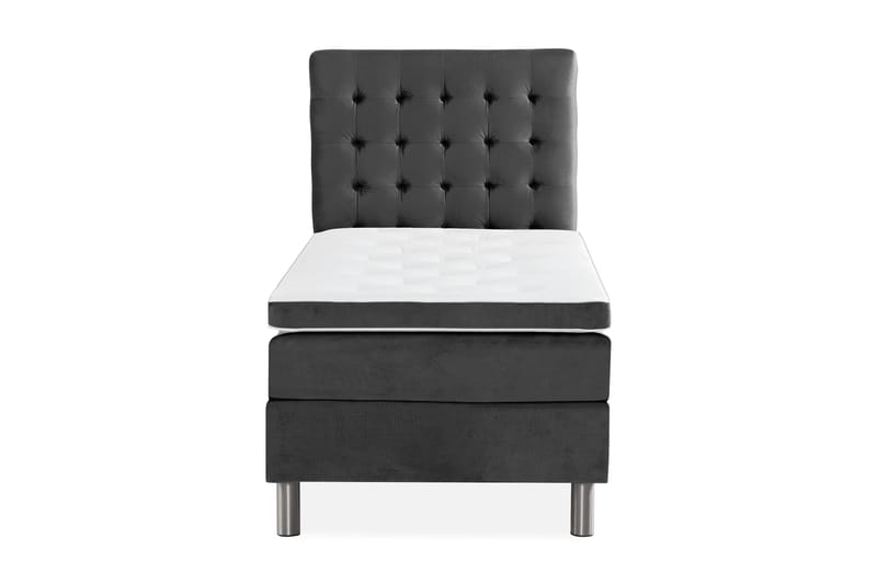 Ella Sengepakke 180x200cm Rutete Sengegavl, Mørkegrå / fløyel