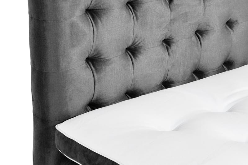 Ella Sengepakke 180x200cm Rutete Sengegavl - Mørkegrå / fløyel - Møbler - Senger - Kontinentalsenger