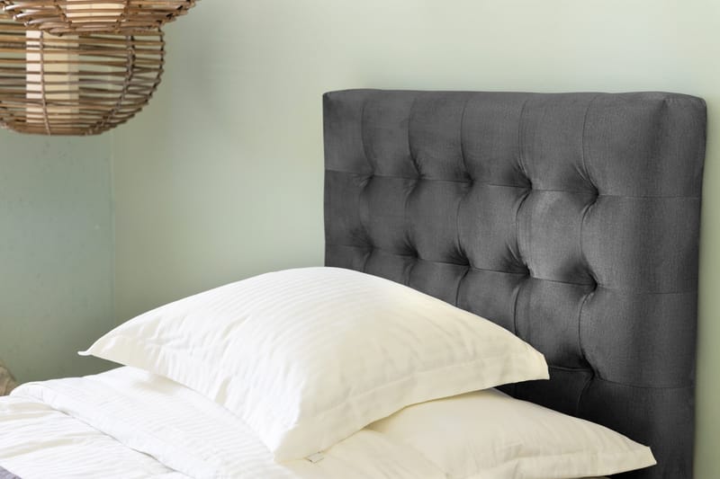 Ella Sengepakke 180x200cm Rutete Sengegavl - Mørkegrå / fløyel - Møbler - Senger - Kontinentalsenger