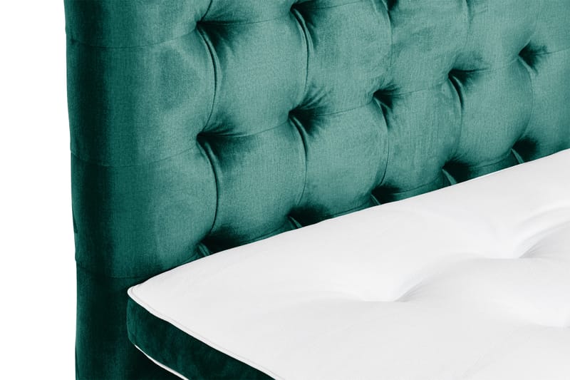 Ella Sengepakke 180x200cm Rutete Sengegavl - Mørkegrønn / Fløyel - Møbler - Senger - Kontinentalsenger