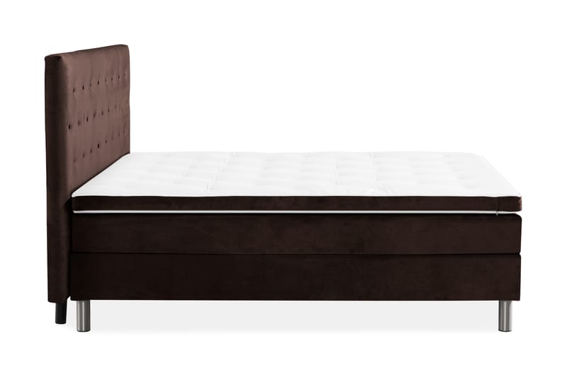 Ella Sengepakke 90x200cm Dypheftet Gavl - Brun / Fløyel - Møbler - Senger - Komplett sengepakke