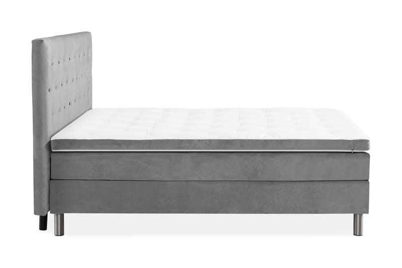 Ella Sengepakke 90x200cm Dypheftet Gavl - Lysegrå / Fløyel - Møbler - Senger - Komplett sengepakke