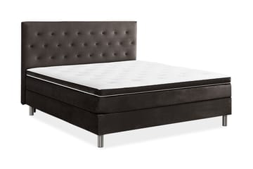 Ella Sengepakke 90x200cm Dypheftet Gavl - Mørkegrå / fløyel - Møbler - Senger - Komplett sengepakke