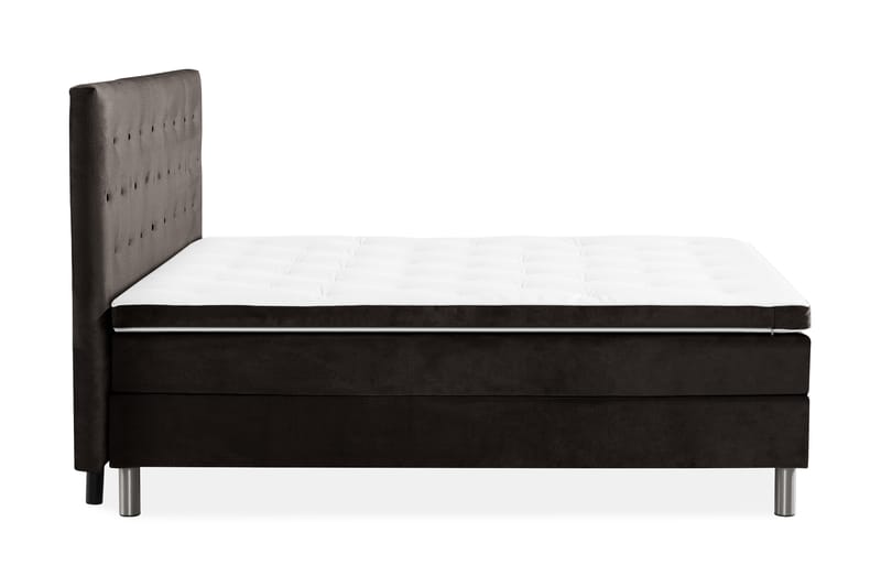 Ella Sengepakke 90x200cm Dypheftet Gavl - Mørkegrå / fløyel - Møbler - Senger - Komplett sengepakke