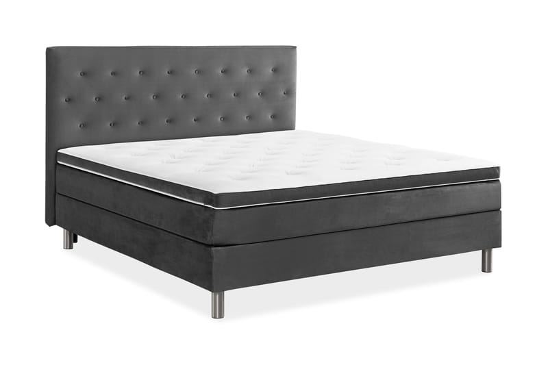 Ella Sengepakke 90x200cm Dypheftet Gavl - Mørkegrå / fløyel - Møbler - Senger - Kontinentalsenger