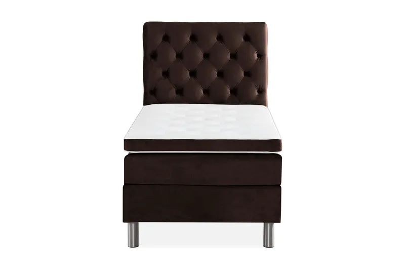 Ella Sengepakke 90x200cm Dypheftet Sengegavl - Brun / Fløyel - Møbler - Senger - Kontinentalsenger