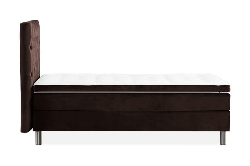 Ella Sengepakke 90x200cm Dypheftet Sengegavl - Brun / Fløyel - Møbler - Senger - Komplett sengepakke