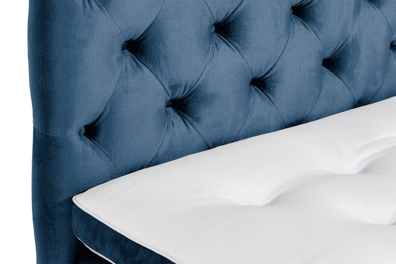Ella Sengepakke 90x200cm Dypheftet Sengegavl - Mørkeblå / Fløyel - Møbler - Senger - Kontinentalsenger