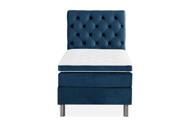 Ella Sengepakke 90x200cm Dypheftet Sengegavl - Mørkeblå / Fløyel - Møbler - Senger - Kontinentalsenger