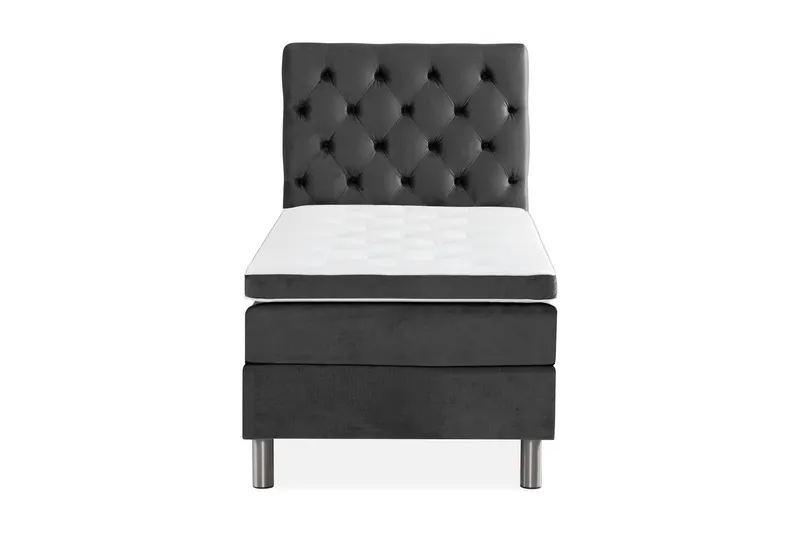 Ella Sengepakke 90x200cm Dypheftet Sengegavl - Mørkegrå / fløyel - Møbler - Senger - Kontinentalsenger