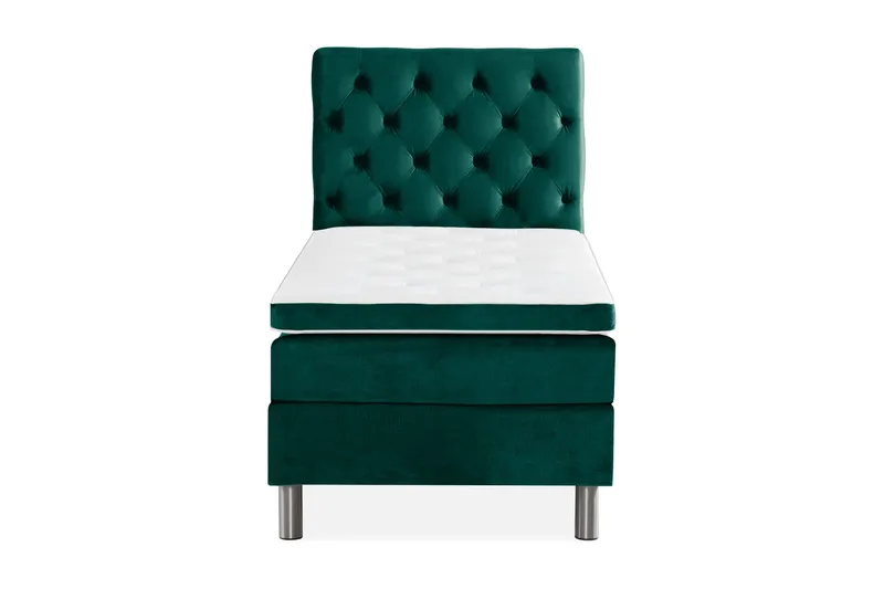 Ella Sengepakke 90x200cm Dypheftet Sengegavl, Mørkegrønn / Fløyel