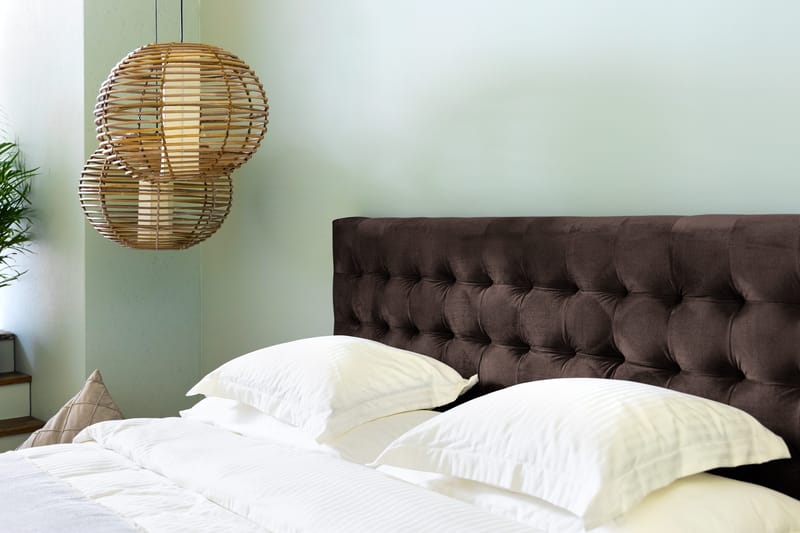 Ella Sengepakke 90x200cm Rutete Sengegavl - Brun / Fløyel - Møbler - Senger - Kontinentalsenger