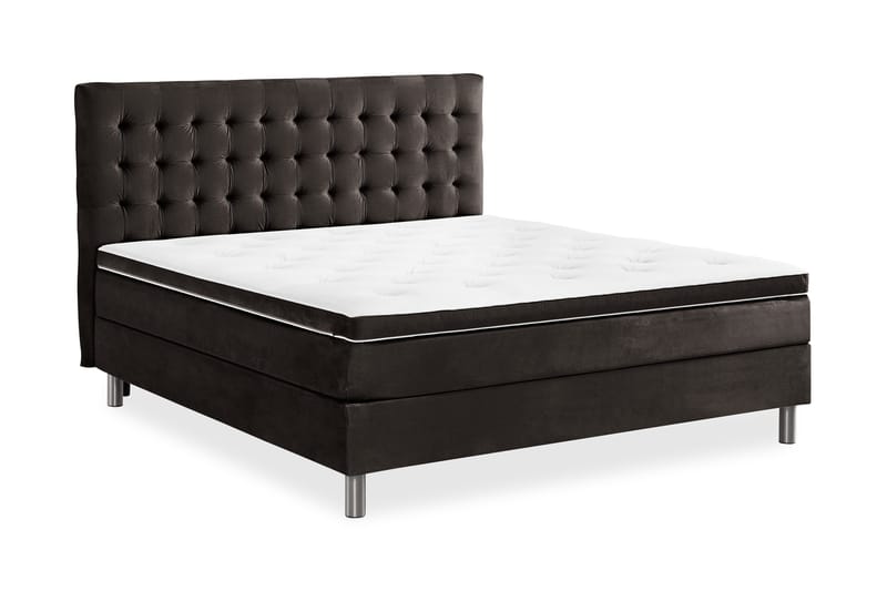 Ella Sengepakke 90x200cm Rutete Sengegavl - Mørkegrå / fløyel - Møbler - Senger - Kontinentalsenger