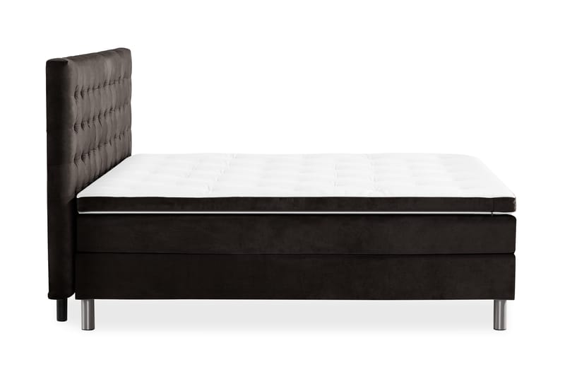 Ella Sengepakke 90x200cm Rutete Sengegavl - Mørkegrå / fløyel - Møbler - Senger - Kontinentalsenger