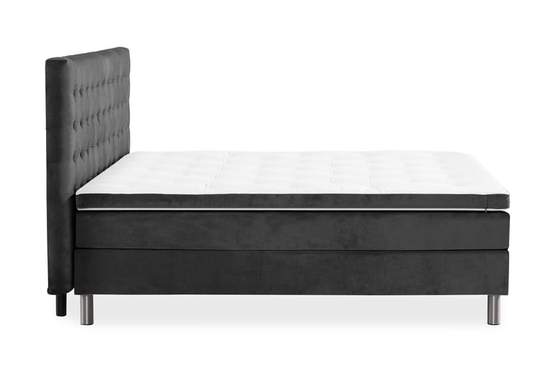 Ella Sengepakke 90x200cm Rutete Sengegavl - Mørkegrå / fløyel - Møbler - Senger - Kontinentalsenger