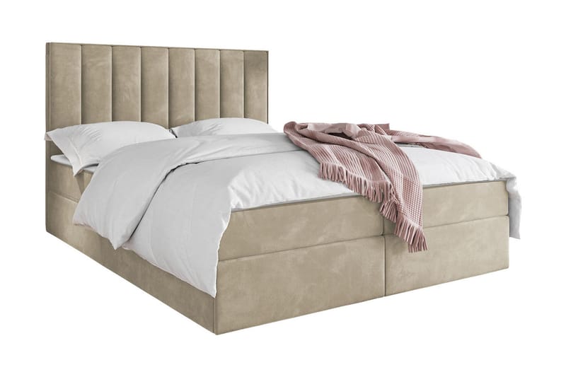 Esher Kontinentalseng 140x200 cm Medium - Fløyel/Beige - Kontinentalsenger - Familieseng