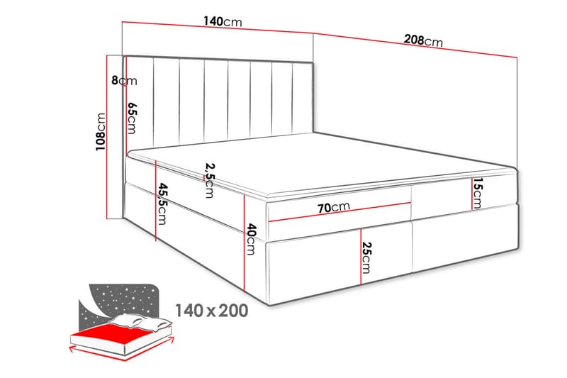 Esher Kontinentalseng 140x200 cm Medium - Fløyel/Beige - Kontinentalsenger - Familieseng