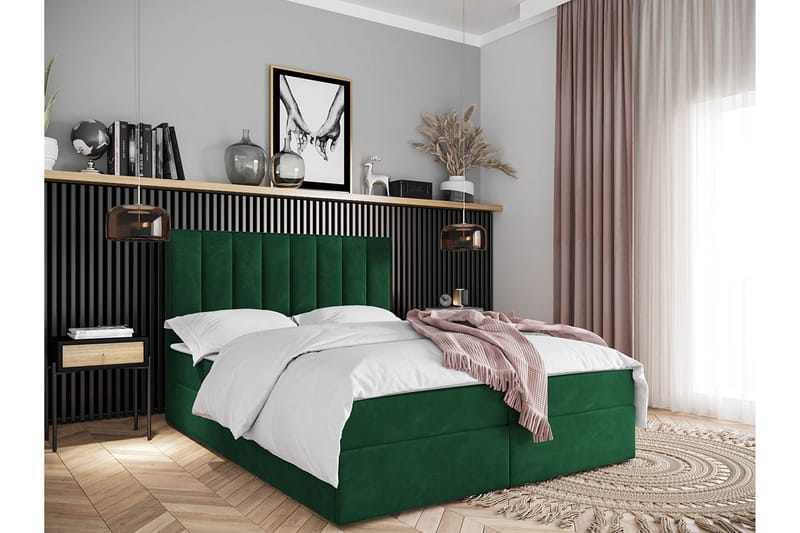 Esher Kontinentalseng 180x200 cm Medium - Fløyel/Mørkegrønn - Møbler - Senger - Kontinentalsenger