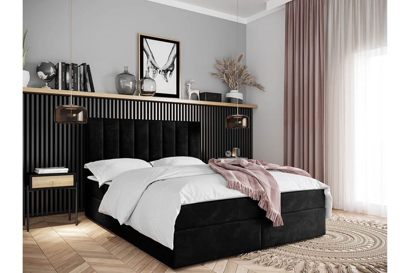 Esher Kontinentalseng 180x200 cm Medium - Svart - Møbler - Senger - Kontinentalsenger
