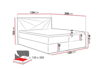 Frusci Kontinentalseng 120x200 + Overmadrass - Møbler - Senger - Kontinentalsenger