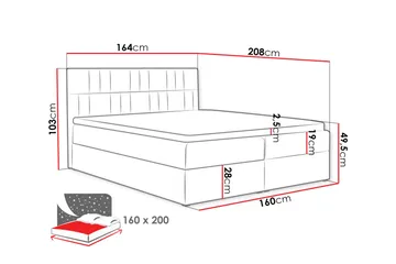 Frusci Kontinentalseng 160x200 + Overmadrass - Møbler - Senger - Kontinentalsenger