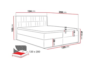 Frusci Sengepakke – Kontinentalseng 120x200 cm med Sengegavl + Overmadrass med Fasthetsgrad Medium - Rød - Møbler - Senger - Kontinentalsenger