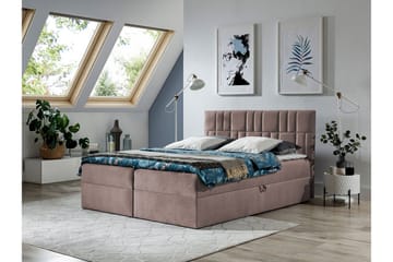 Frusci Sengepakke – Kontinentalseng 120x200 cm med Sengegavl + Overmadrass med Fasthetsgrad Medium - Rosa - Møbler - Senger - Kontinentalsenger