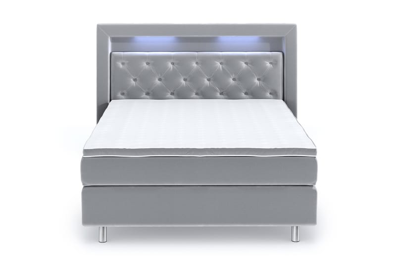 Hilton Luxury Velvet Sengepakke 120x200 - Lysegrå - Møbler - Senger - Komplett sengepakke