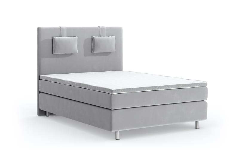 Hilton Luxury Velvet Sengepakke 120x200 - Lysegrå - Møbler - Senger - Komplett sengepakke