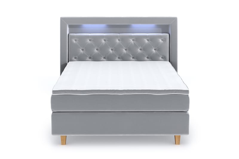 Hilton Luxury Velvet Sengepakke 120x200 - Lysegrå - Møbler - Senger - Komplett sengepakke