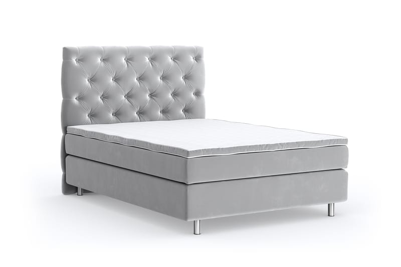 Hilton Luxury Velvet Sengepakke 120x200 - Lysegrå - Møbler - Senger - Komplett sengepakke