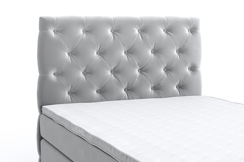 Hilton Luxury Velvet Sengepakke 120x200 - Lysegrå - Møbler - Senger - Komplett sengepakke