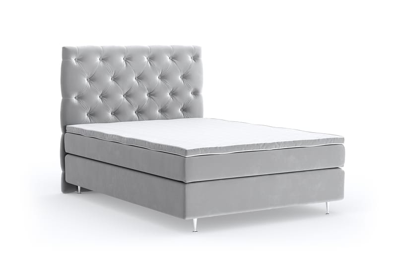 Hilton Luxury Velvet Sengepakke 120x200 - Lysegrå - Møbler - Senger - Komplett sengepakke