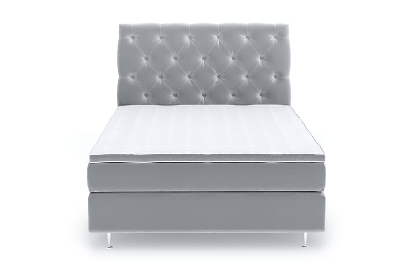 Hilton Luxury Velvet Sengepakke 120x200 - Lysegrå - Møbler - Senger - Komplett sengepakke