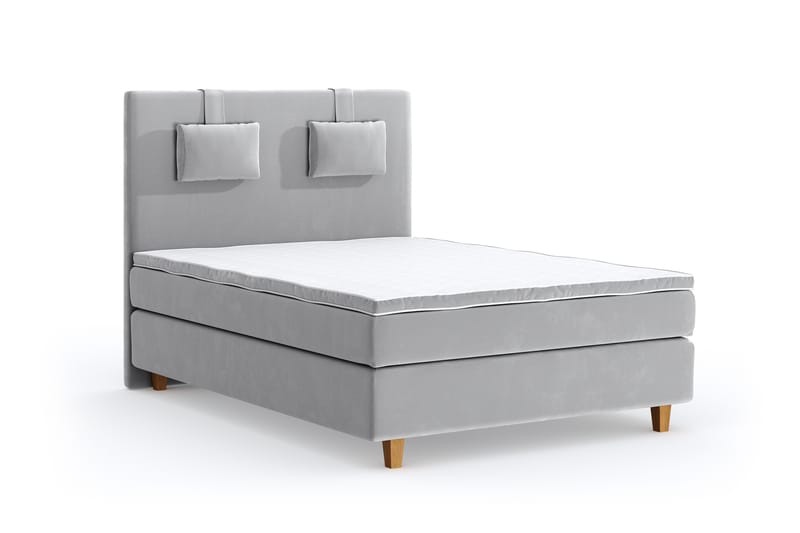 Hilton Luxury Velvet Sengepakke 120x200 - Lysegrå - Møbler - Senger - Komplett sengepakke