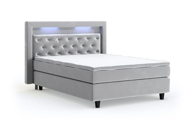 Hilton Luxury Velvet Sengepakke 120x200 - Lysegrå - Møbler - Senger - Komplett sengepakke