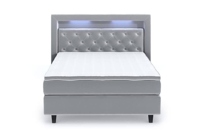 Hilton Luxury Velvet Sengepakke 120x200 - Lysegrå - Møbler - Senger - Komplett sengepakke