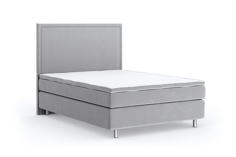 Hilton Luxury Velvet Sengepakke 120x200 - Lysegrå - Møbler - Senger - Komplett sengepakke